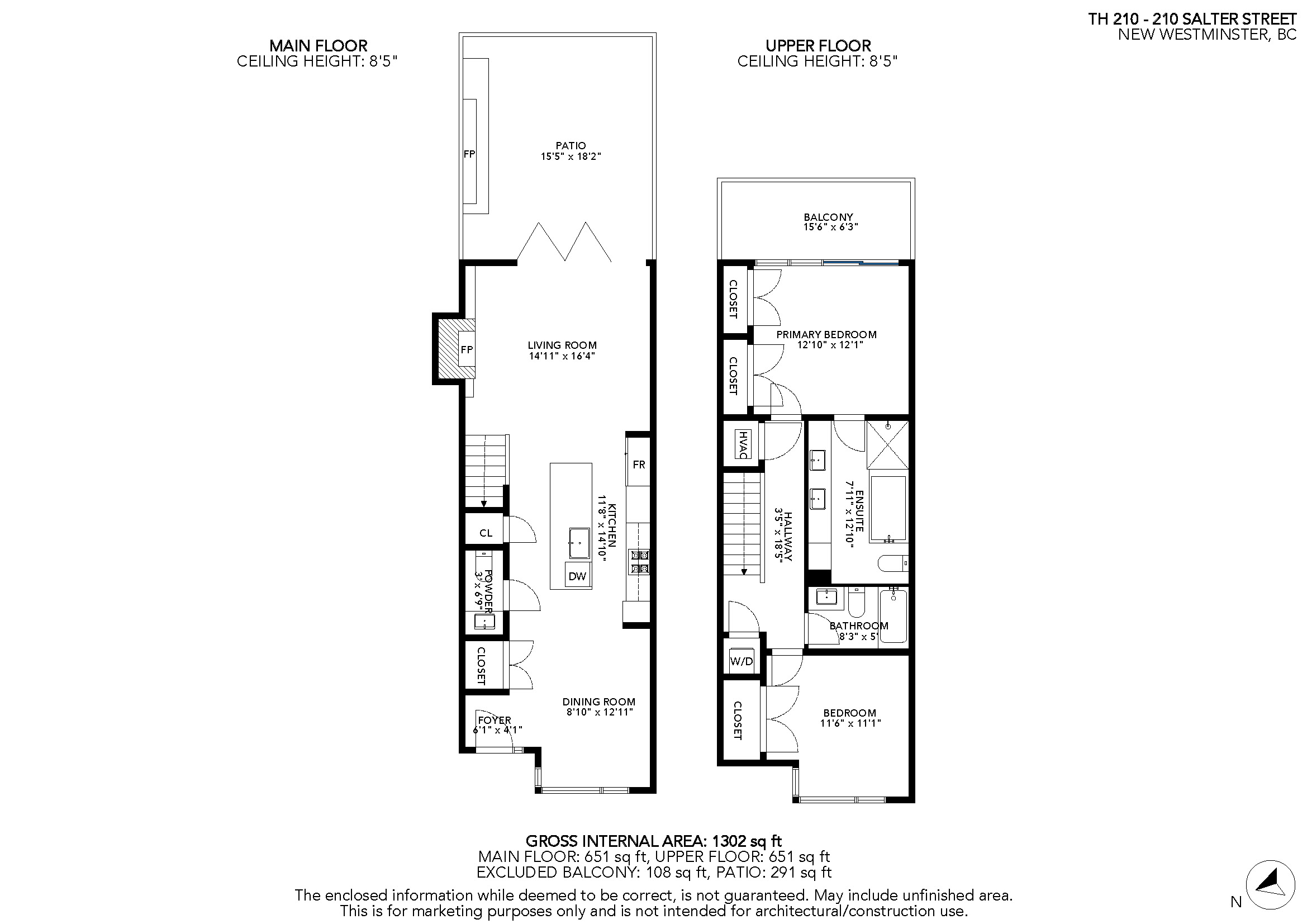 Floor plan for TH210-210 Salter Street New Westminster. The Peninsula by Aragon